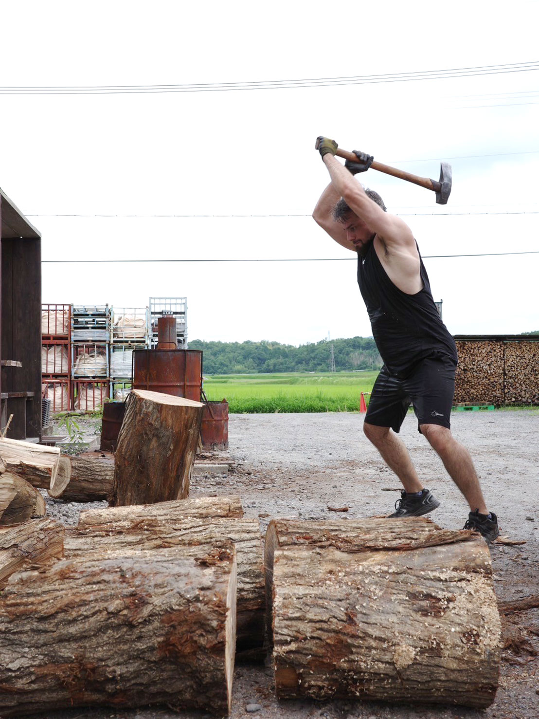 伊賀の薪 薪割り体験②